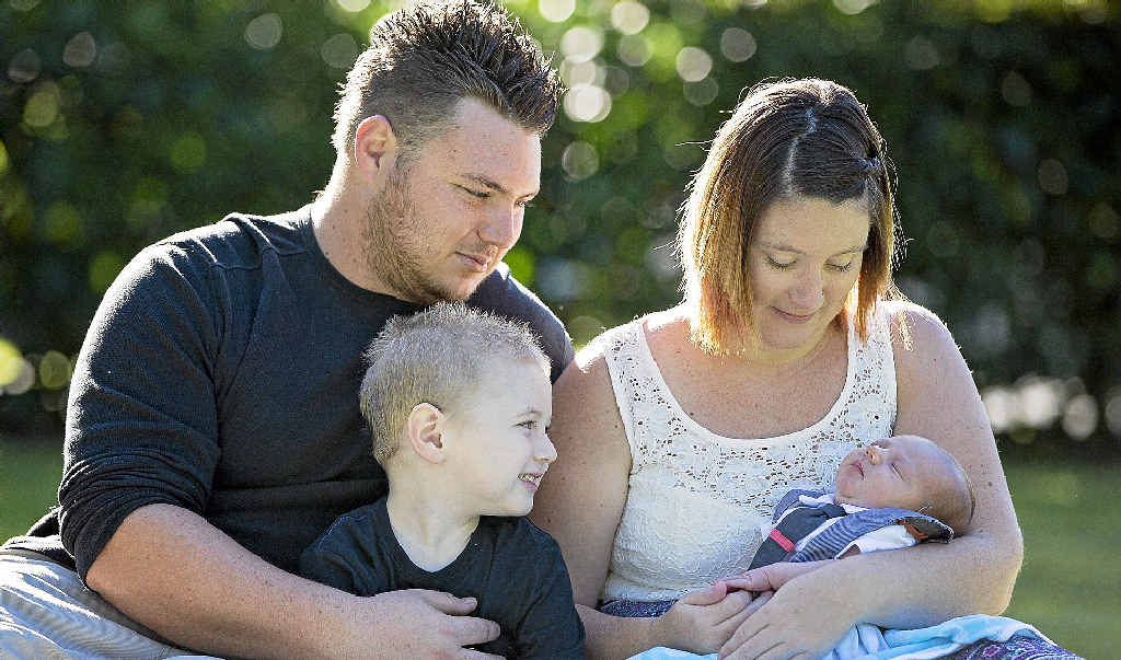 Aaron Taylor and Sarah Riseham with their sons Dominic and Matthias. Aaron Taylor and Sarah Riseham with their sons Dominic and Matthias.
